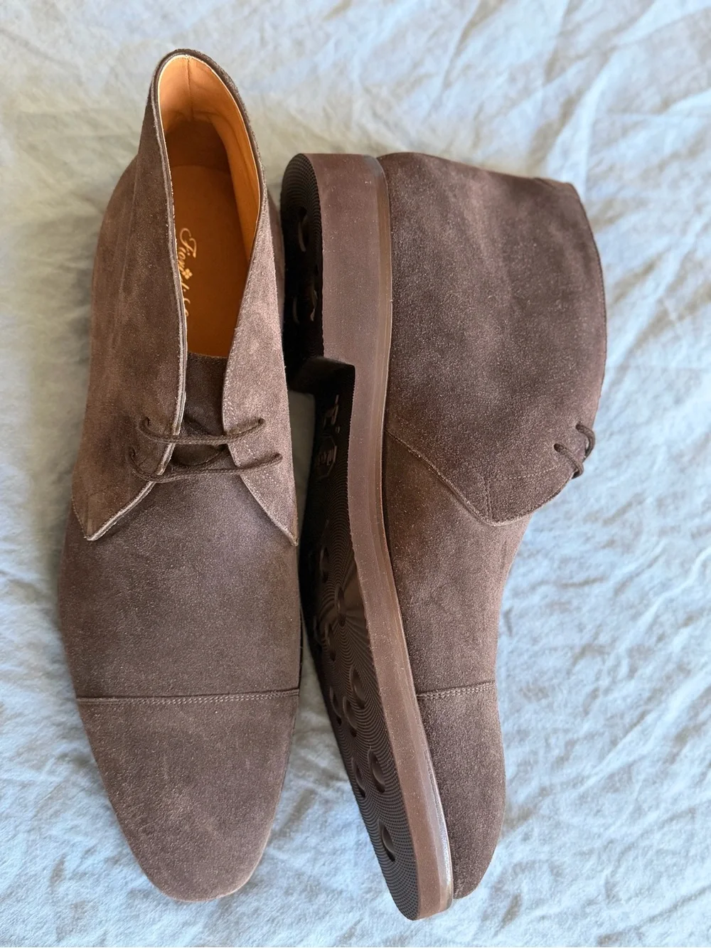 Fiori di Lusso Made In Italy Men’s Sued Brown Chukka Boots .